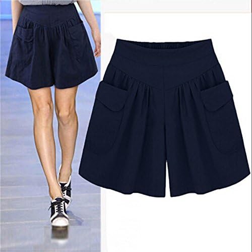 SUMPLE CASUAL CASUAL CONFELY SHORTS PALTAS Tamanho Lady Solid Summer Loose Plus Pockets Mulheres shorts