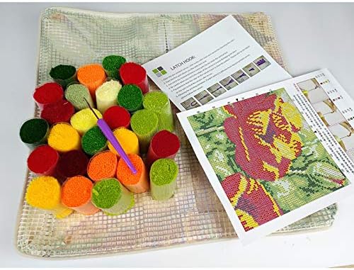 Kit de tapete de gancho de trava acsend kits de fios de crochê diy com padrões de bordado de carpete