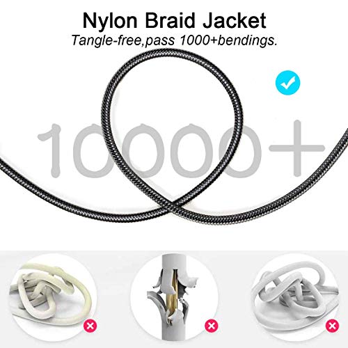 Benfei Aux Cable, 2 pacote de 3 3,5 mm de áudio auxiliar de 3,3 pés de nylon de nylon de nylon para masculino