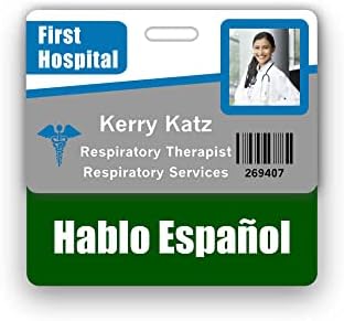 HABLO ESPAñol Badge Buddy Horizontal com Gráficos de conversão de altura e peso