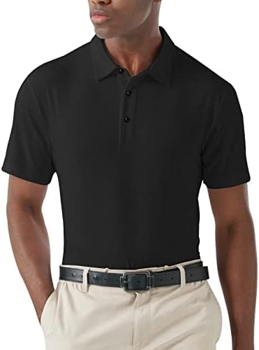 Camisa pólo masculina manga curta wicking camisa de golfe seca rápida performance
