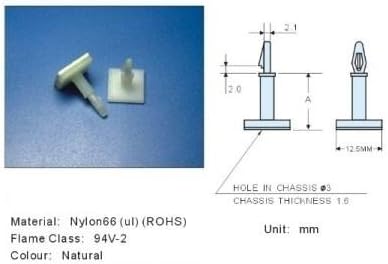 100x Nylon Plastic HC16 Stick On PCB Spacer StandOff 3mm Suporte de orifício de bloqueio de postes fixos clipes fixos