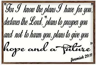 Wooden emoldurado Sign Wall Art Jeremiah 29:11 Pois eu conheço os planos que tenho para você, planos de prosperar