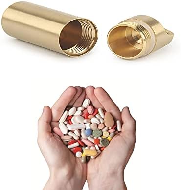 Genmine portátil Mini Brass Organizador Caso Recipiente de Metal Água de Metal Pequena Caixa de Pílis Chave de Chave