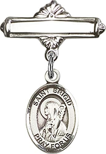 Rosgo do bebê de obsessão por jóias com o charme de St. Brigid of Ireland e um pino de crachá polido | Distintivo