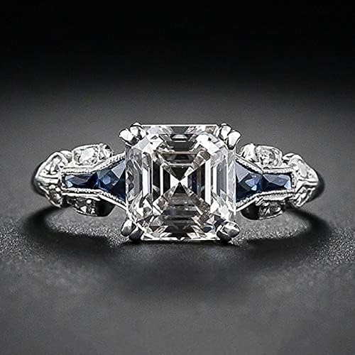 Moda requintada requintada trapezóide quadrado anel de diamante para mulheres anel de jóias de jóias de jóias para