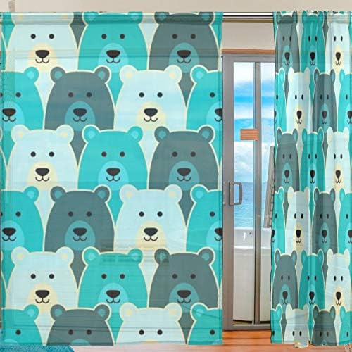 Melhor carpinteiro urso polar ursos semi-pura cortinas de janela drlapes painéis Tratamento-55x84in para quarto quarto quarto de crianças, 2 peças