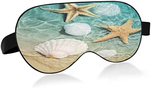 Xiua Starfish Seashell Sleeping Eyes Máscara com cinta ajustável, Blackout respirável Confortável
