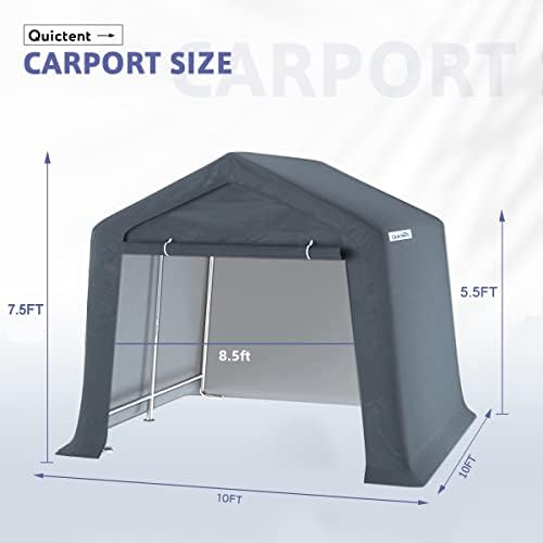 Quictent 10x10 ft Anti-Snow Shelter de garagem portátil Armazenamento externo galpão para uso pesado
