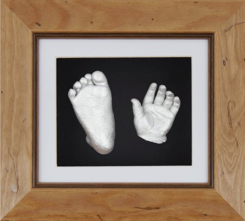 Babyrice New Baby Casting Kit com pinho 3D de 6x5 quadro de exibição/montagem branca/backing preto/tinta prateada