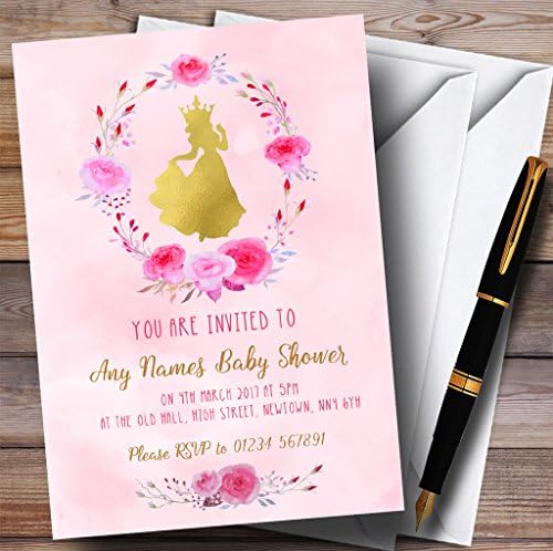 Convites de meninas de princesa de princesa rosa convites para chá de bebê