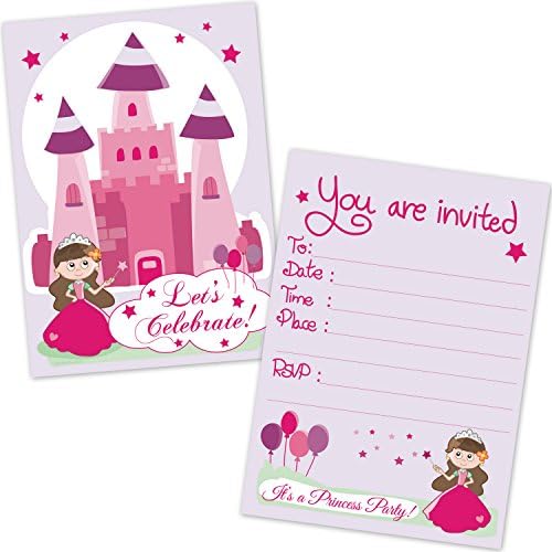 Porta azul velha convida as crianças Princess Castle Girls Birthday Party Invitations - Princess Party Supplies