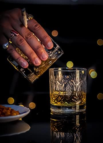 Hand - Cut Whisky Glass Conjunto de 2 - Conjunto de presentes de uísque de bourbon - copos de escocês e