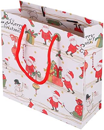 Valiclud Paper Gift Bag 12pcs Bolsas de supermercado reutilizáveis ​​Tote Tote Xmas Paper Bolsas de doces com alça para presentes que embrulharão para compras Casamento de 20x20cm