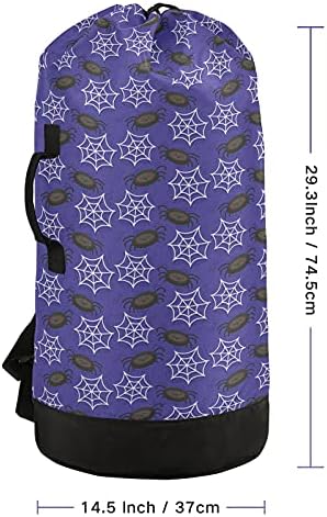 Bolsa de lavanderia de Halloween da Spider Web com alças de ombro de lavanderia Backpack Saco de tração Fechamento