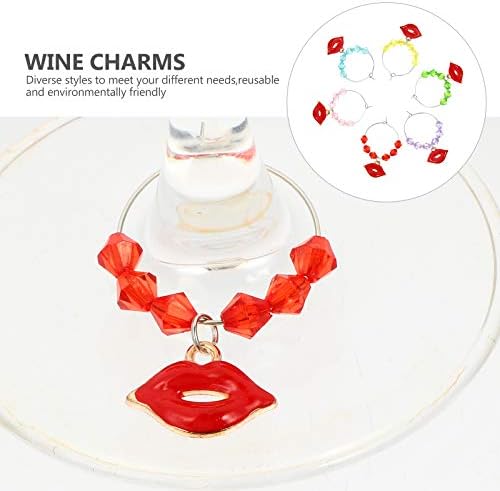 Doitool 6pcs Red Lips Drink Marker Wine Glass Charm Identifiers Sinais de copo Sinais de festa