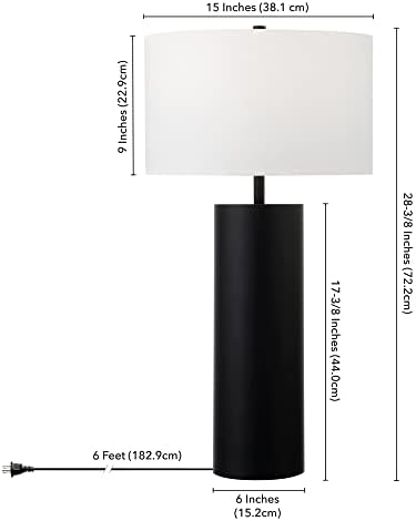 Henn & Hart 29,5 Lvicutão de mesa alta com tom de tecido em bronze/branco, lâmpada, lâmpada de mesa para