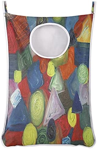 Saco de cesto de lavanderia geométrica de pálpebra aquática, sobre a porta da lavanderia, bolsa de armazenamento durável e durável pendurada cesta de roupas sujas com zíperes de fundo para dormitório do quarto do banheiro