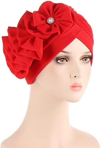 Flores sólidas casuais femininas Capfe chapéu de cabeça de cabeça muçulmana boné de turbante touca de cabeça de cabeça fofa bonitos de beisebol