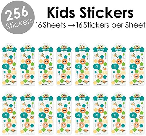 Big Dot of Happiness Let's Hang - Sloth - Festa de aniversário Favory Kids Stickers - 16 folhas