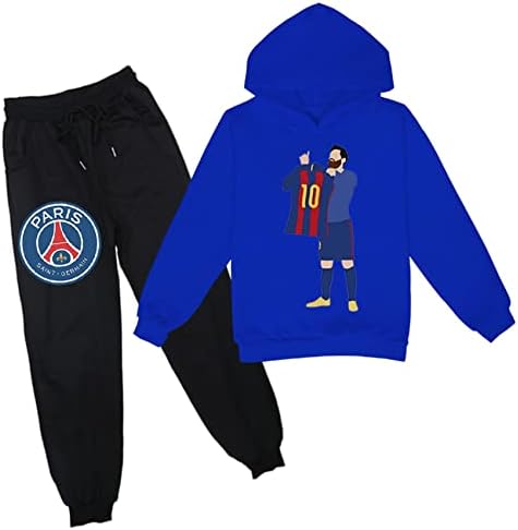 Duuloon Boys Girls Fall Fall Winter Casual Active Tracksuit Messi Capuz Sweatshirts and Sweetpantes Define