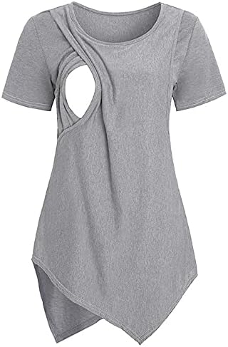 Camisetas de maternidade Camiseta de verão de manga curta de cor sólida roupas de enfermagem