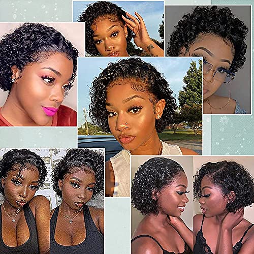 Pixie Curly Cut Lace Wigs Frente Cabelo Humano Cabelo Virgro Virgem Virgem Pixie Cut Wig 13 × 1 Lace