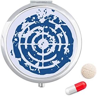 Design de alvo azul Round Ilustration Padrão Caixa de pílula Pocket Medicine Storage Dispensador de recipiente de caixa de armazenamento