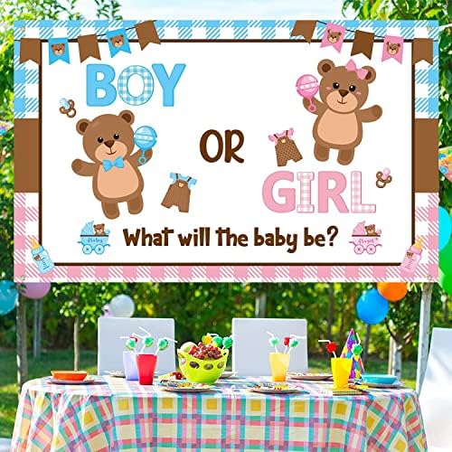 Bear Gênero Revelação de Partido Banner Boy ou menina O que o bebê será fotografia Anterior Partido de gênero Revelar