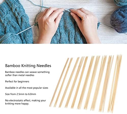 40pcs A agulhas de tricô de bambu, agulhas duplas de 35 cm de comprimento definidas para luvas de suéter,