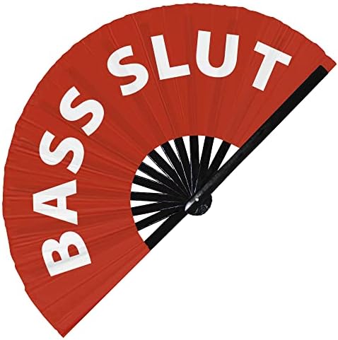 Bass Slut Hand Fan Dobrável Circuito de Bambu Fã da mão Fen engraçado GAG SANG PALAVRAS DATURSAÇÕES DECLOMENTE