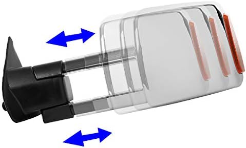 Espelhos de reboque telescópicos com luz de giro LED Light - Power - Aquecida - Compatível com Toyota Tacoma 2005-2015 - Lado do motorista e do passageiro - Habitação de cromo