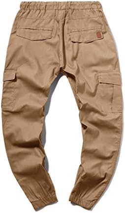 Calça gdjgta para homens coloras de cor sólidas calças de moletom de cor casual elástico esportivo de bolsos multi-bolsos