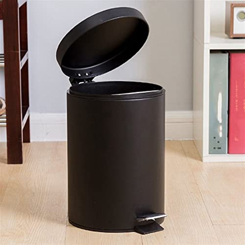 Allmro Pequeno lixo de lixo pode ir de ferro, cilindro com tampa de cozinha preta fosca de cozinha banheiro