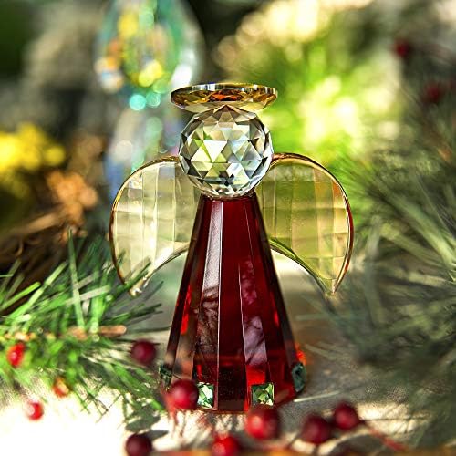 H&D Hyaline & Dora Handmade de Natal decorativo Crystal Glass Guardian Angel Figure Home Collection