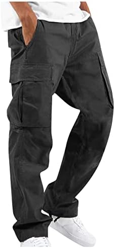 Calças casuais fsahjkee para homens, grandes calças de moletom, homens grandes e altos de pernas retas formais de túnica respirável sólida
