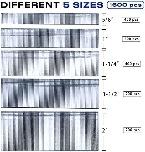 SIMCOS18 GAIGO BRAD RELIGES 2 ”, 1-1/2, 1-1/4 , 1, 5/8 , 1600 PCS Pacote de projeto variado, galvanizado 18