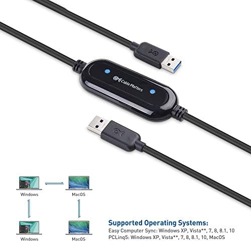 Cable Materias USB 3.0 Transferência de dados PC para PC para Windows e Mac Computer em 6,6 pés - pClinq5 e