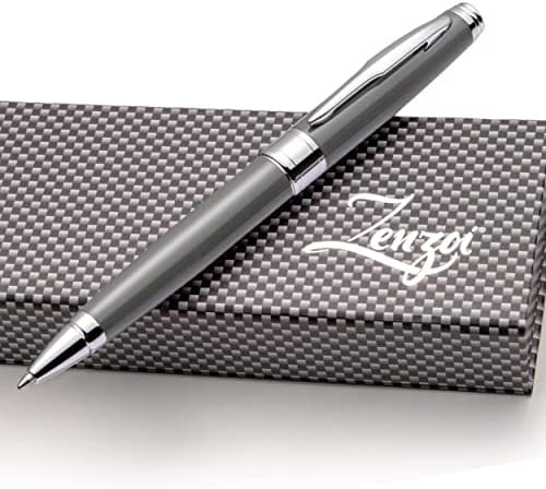 Canetas de luxo cinza zenzoi para escrita suave - elegante caneta executiva definida para homens ou mulheres com