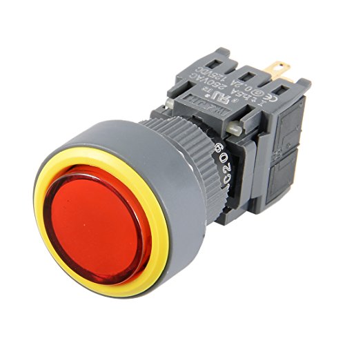 Aexit AC 250V 5a 16mm Frea de montagem trava SPDT 1NO+1NC 4 Terminais Round Push Buttern Switch