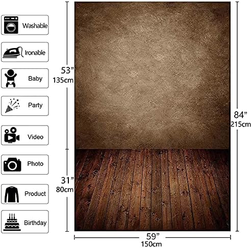 Allenjoy 5x7ft de tecido macio parede marrom com piso de madeira fotografia de pano de fundo recém -nascida fotografia