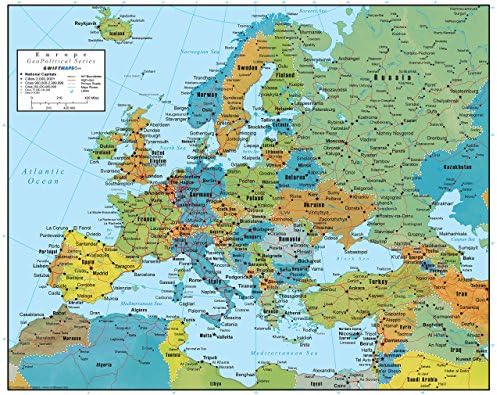 Swiftmaps Europa Mapa de parede Edição geopolítica