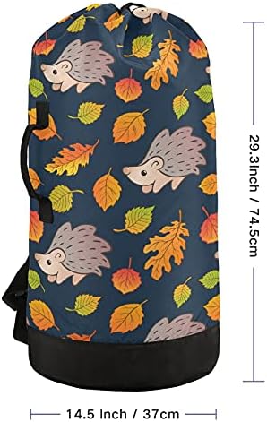 Folhas de outono Bolsa de lavanderia mochila de roupa pesada com alças e alças de ombro Viagem Bolsa de roupa