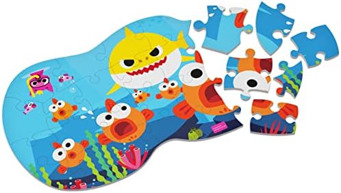 Pinkfong Baby Tubarão, Jigslaw de espuma de 25 peças Puzzle Baby Tubary Toys Crianças Puzzles Decorações de aniversário de tubarão, para pré-escolares de 4 anos ou mais