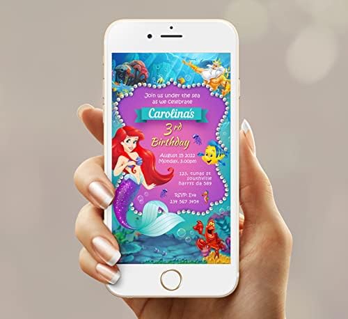 Convite de aniversário da sereia digital de Coolboss, convite para iPhone de aniversário de sereia, e-invitação