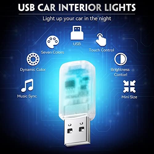 4 peças mini luz LED USB, iluminação interior de carro RGB LED Interior Smart USB atmosfera LED LAPTOP