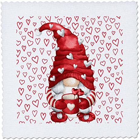 3drose Cassie Peters Valentines - Red Hearts Gnome - Quilt quadrados