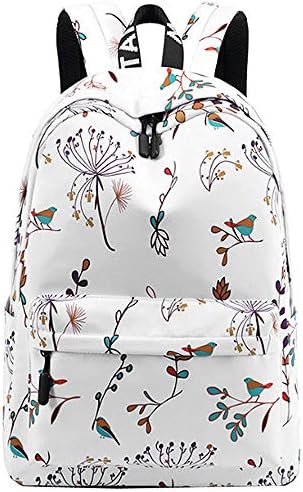 Van Caro Floral School Backpack Large College Backpack Backpack Casual Bookbag Laptop Backpack Bolsa de computador Daypack para meninos meninos adolescentes, branco