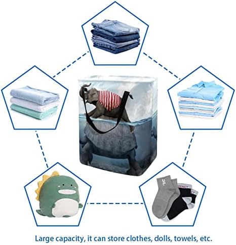 Tartaruga de elefante e tartaruga marítima cesto de roupa dobrável, cestas de lavanderia à prova d'água de 60l de lavagem de roupas de roupas de roupas para o dormitório para o dormitório