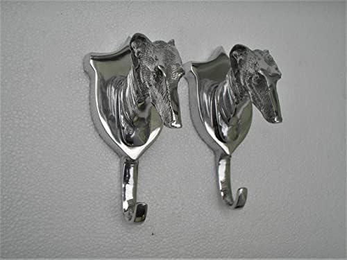 Greyhound Dog Head Metal Montagem de parede ganchos Escultura lote de 2 peças Escultura de cão de galgo